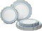 50pc Heavyweight Wedding Plastic Plate Set (25 Guests) - Elegant Imperial Design in White, Blue & Gold - 25 Dinner Plates (10.5") + 25 Salad/Dessert Plates (8") - Premium Disposable China-Look for Parties
